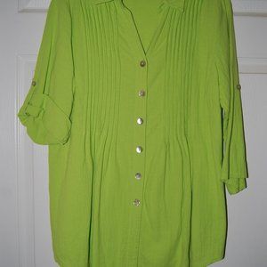 Soft Surroundings Lime Tunic Gauze Top Pet Med